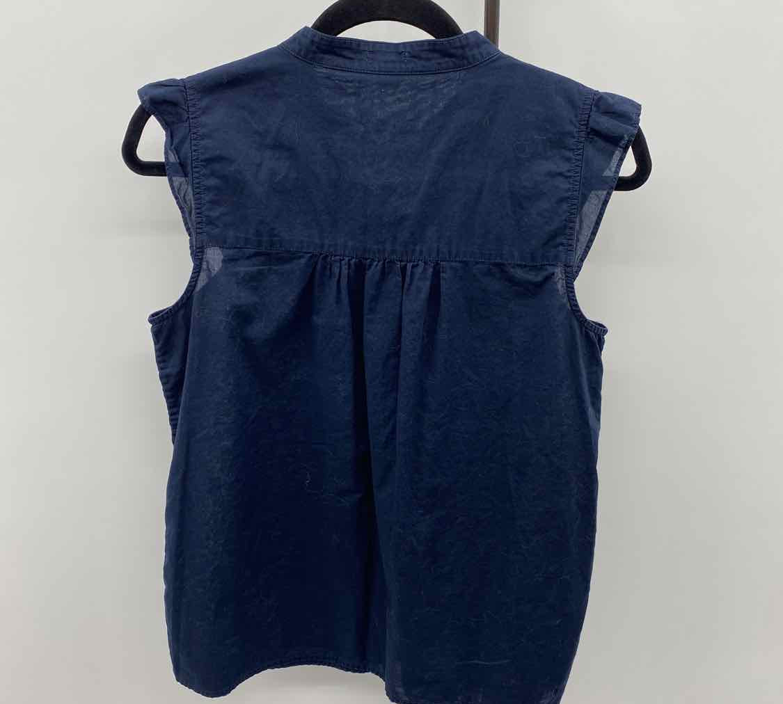 J Crew Women's Size S Navy Embroidered Short Sleeve Shirt