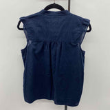 J Crew Women's Size S Navy Embroidered Short Sleeve Shirt
