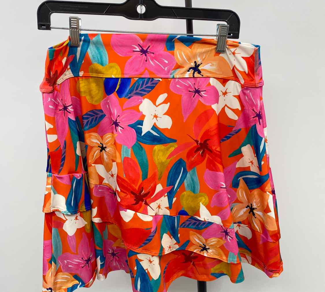 Dona Jo Women's Size XL Orange Floral Skirt