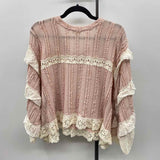 POL Women's Size M Pink Textured Long Sleeve Shirt