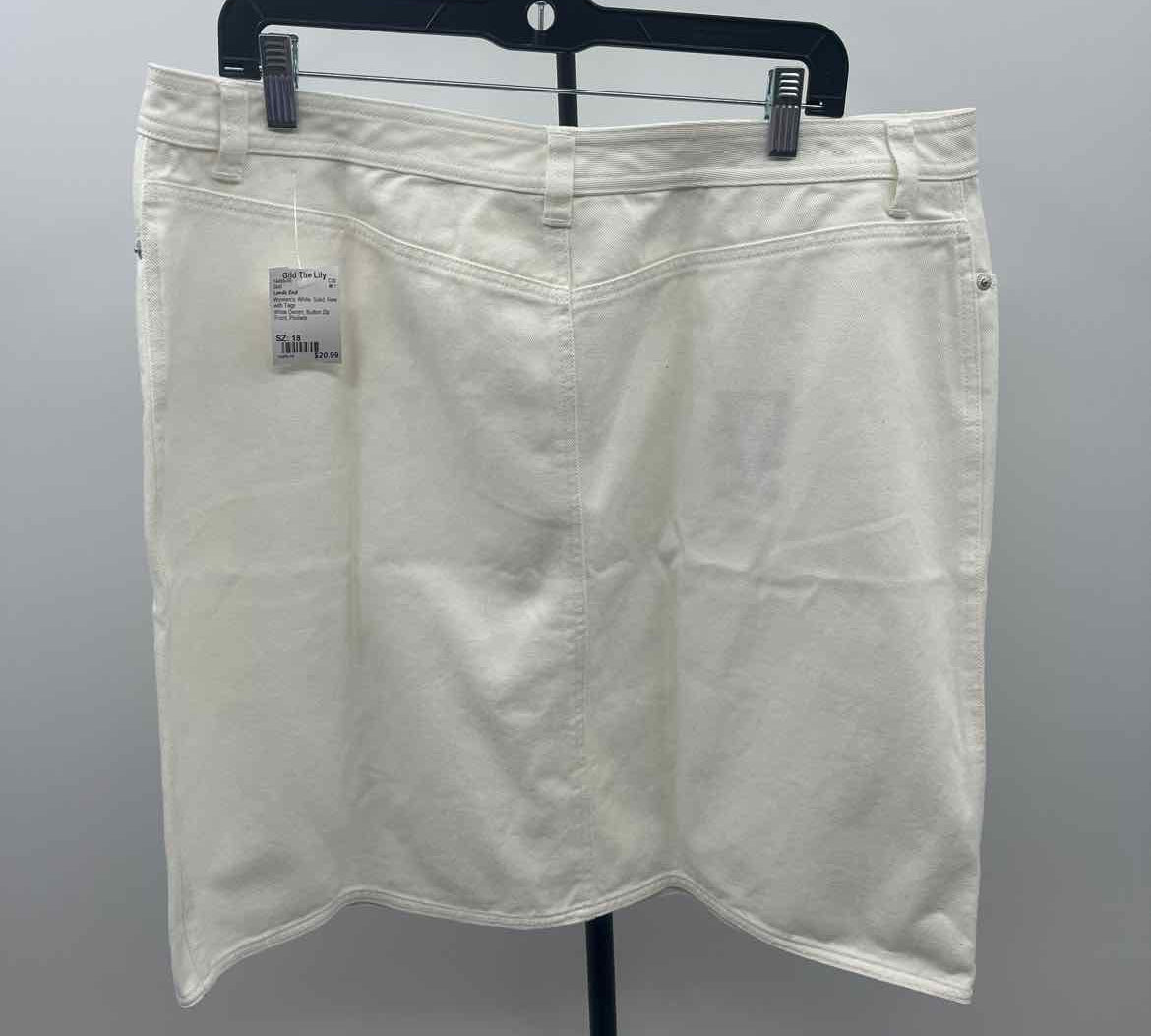 Lands End Women's Size 18 White Solid Skirt