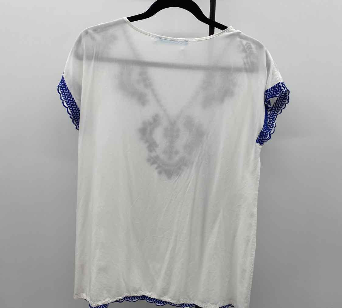 Solitaire swim Women's Size M White Embroidered Short Sleeve Shirt
