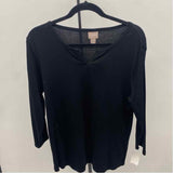 Chico's Women's Size L Black Solid Long Sleeve Shirt