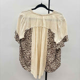Umgee Women's Size M Ivory Animal Print Short Sleeve Shirt
