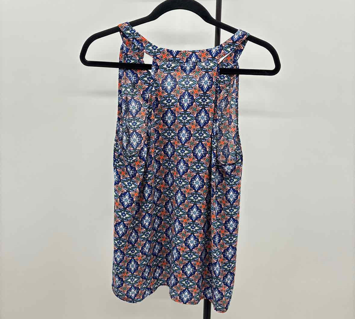 Pixley Women's Size L Blue Geometric Sleeveless Shirt