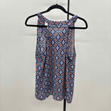 Pixley Women's Size L Blue Geometric Sleeveless Shirt