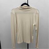 J Crew Women's Size L Ivory Ribbed Long Sleeve Shirt