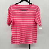 Talbots Women's Size MP Pink Stripe Short Sleeve Shirt
