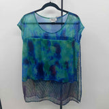 Aria Women's Size S Blue Splotch Short Sleeve Shirt
