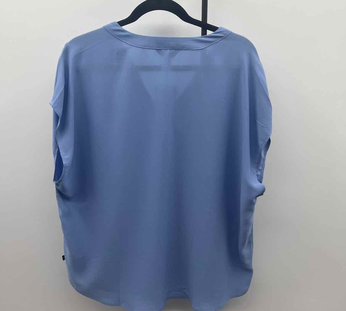Banana Republic Women's Size XL Blue Solid Short Sleeve Shirt
