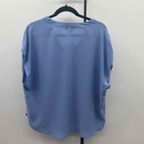 Banana Republic Women's Size XL Blue Solid Short Sleeve Shirt