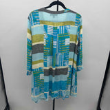 Arna York Women's Size 1X Turquoise Abstract Tunic