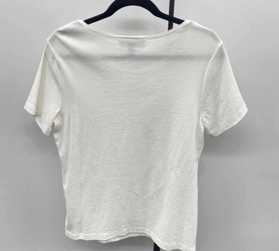 Karen Scott Women's Size M White Solid Short Sleeve Shirt