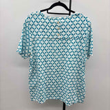 Chico's Women's Size L Teal crisscross Short Sleeve Shirt
