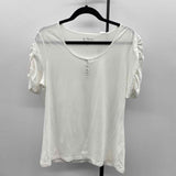Chico's Women's Size L White Solid Short Sleeve Shirt