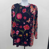 Johnny Was Women's Size XL Navy Floral Long Sleeve Shirt