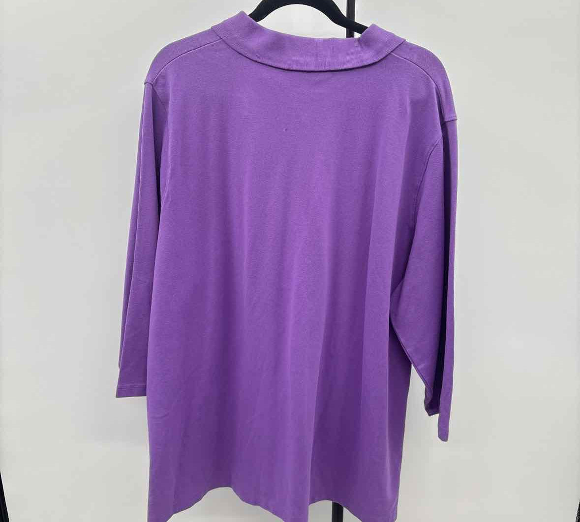 Lands End Women's Size 3X Purple Solid Long Sleeve Shirt