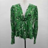 Veronica Beard Women's Size 2 Green Floral Long Sleeve Shirt