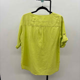 Anne Klein Women's Size L Yellow Solid Short Sleeve Shirt