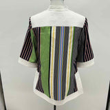 Tory Burch Women's Size S Navy Stripe Long Sleeve Shirt