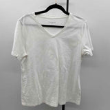 Talbots Women's Size L White Solid Short Sleeve Shirt
