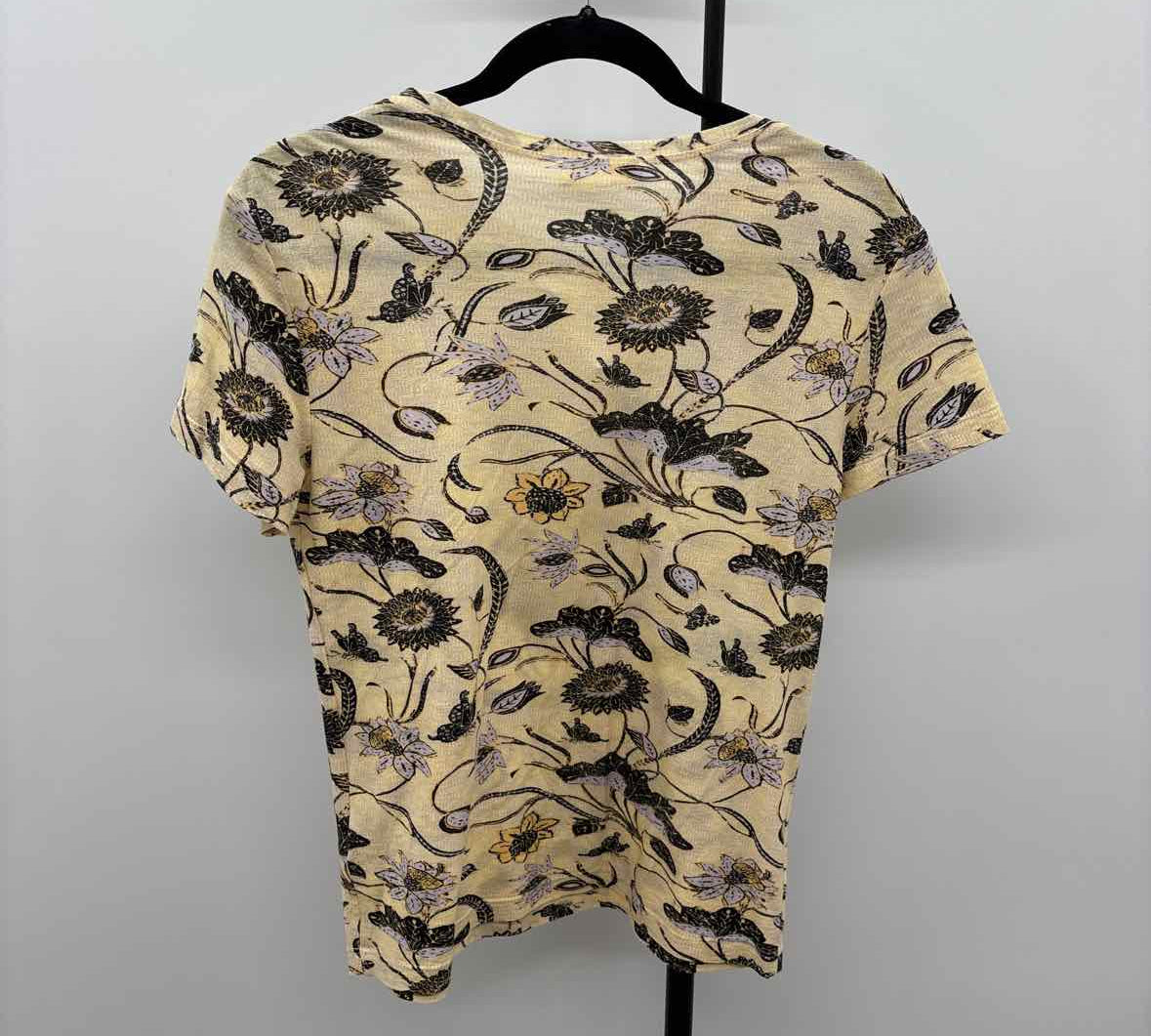 Ulla Johnson Women's Size S Yellow Floral Short Sleeve Shirt