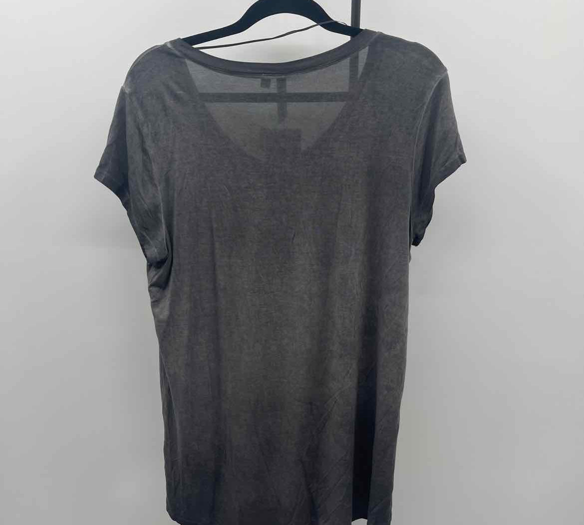 Cable & Gauge Women's Size L Charcoal Solid Short Sleeve Shirt