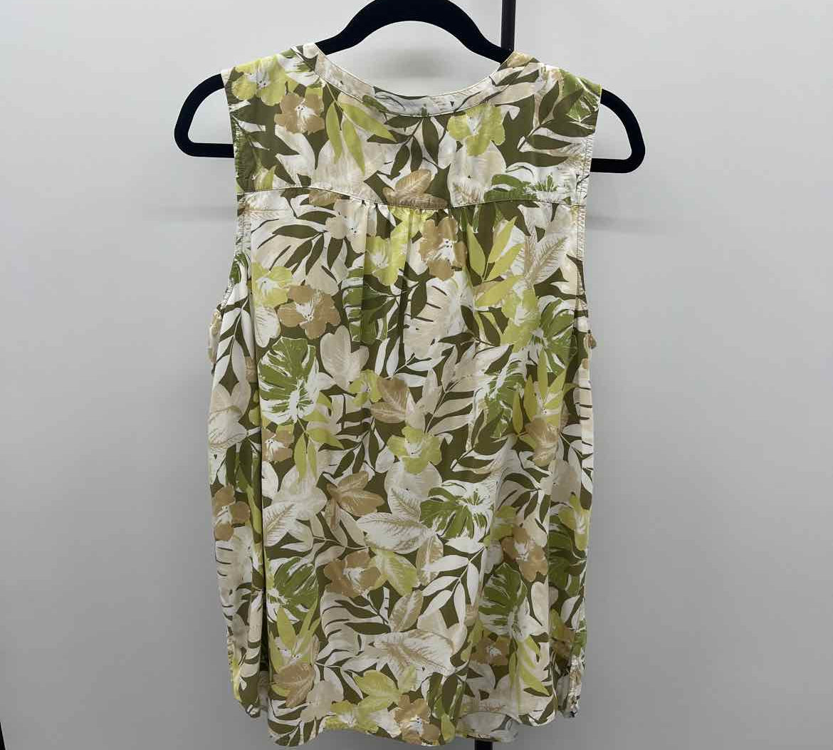 JJill Women's Size L Green Floral Sleeveless Shirt
