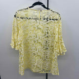NY Women's Size 2X Yellow Damask Long Sleeve Shirt
