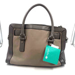 Back MICHAEL KORS Two-Tone Taupe Leather HAMILTON Satchel w/Optional Crossbody Strap