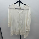 Blair Women's Size XL Ivory Crochet Long Sleeve Shirt