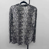 Jones New York Women's Size L Black Snakeskin Long Sleeve Shirt