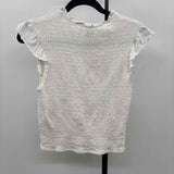 French Connection Women's Size XS White Solid Short Sleeve Shirt