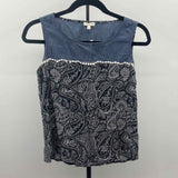 Talbots Women's Size XS Navy Paisley Sleeveless Shirt