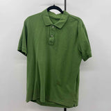 Lands End Men's Size L Green Cotton Solid Short Sleeve Shirt