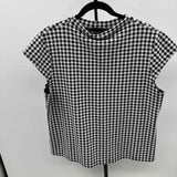 Ann Taylor Women's Size XXL Black Checkered Short Sleeve Shirt
