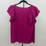 Susan Graver Women's Size L Magenta Solid Short Sleeve Shirt
