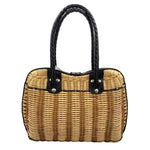 Back PATRICIA NASH Woven Natural Wicker & Leather LUCENA Frame Satchel Purse