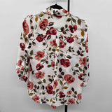 Fortune & Ivy Women's Size L White Floral Long Sleeve Shirt