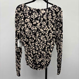 Bella Dahl Women's Size L Black Floral Long Sleeve Shirt