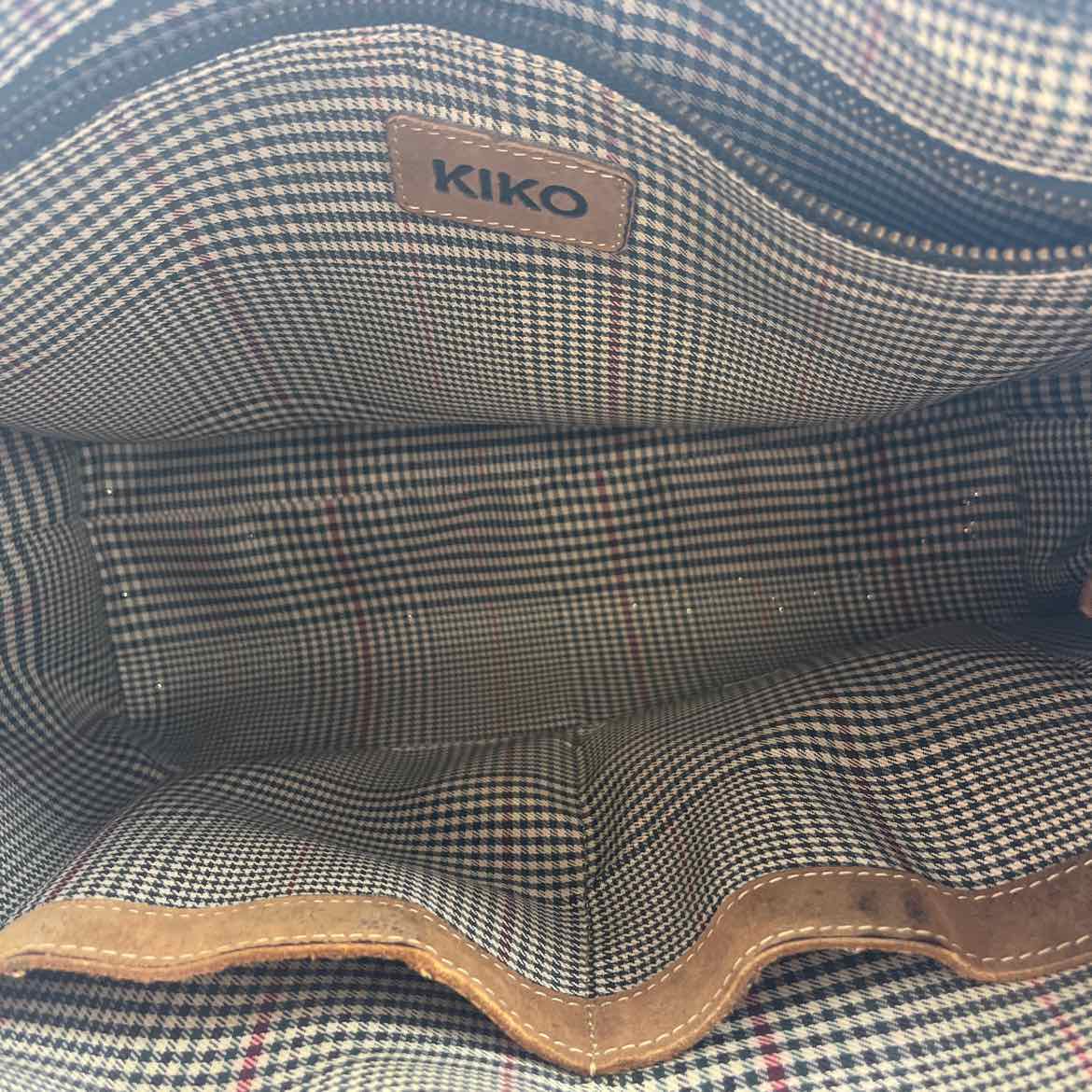 Interior KIKO Brown Distressed Leather Handled ON THE GO Tote Bag Purse