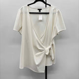 Halogen Women's Size 2X White Solid Short Sleeve Shirt