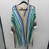 Coco & Carmen Women's Size One Size Multi-Color Stripe Poncho