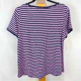 Talbots Women's Size L Lavender Stripe Short Sleeve Shirt