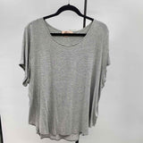 Philosophy Women's Size 2X Gray Stripe Short Sleeve Shirt