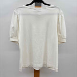 Chico's Women's Size L White Solid Short Sleeve Shirt
