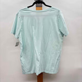 Lands End Women's Size XL Aqua Solid Short Sleeve Shirt
