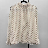 Loft Women's Size L White Spotted Long Sleeve Shirt