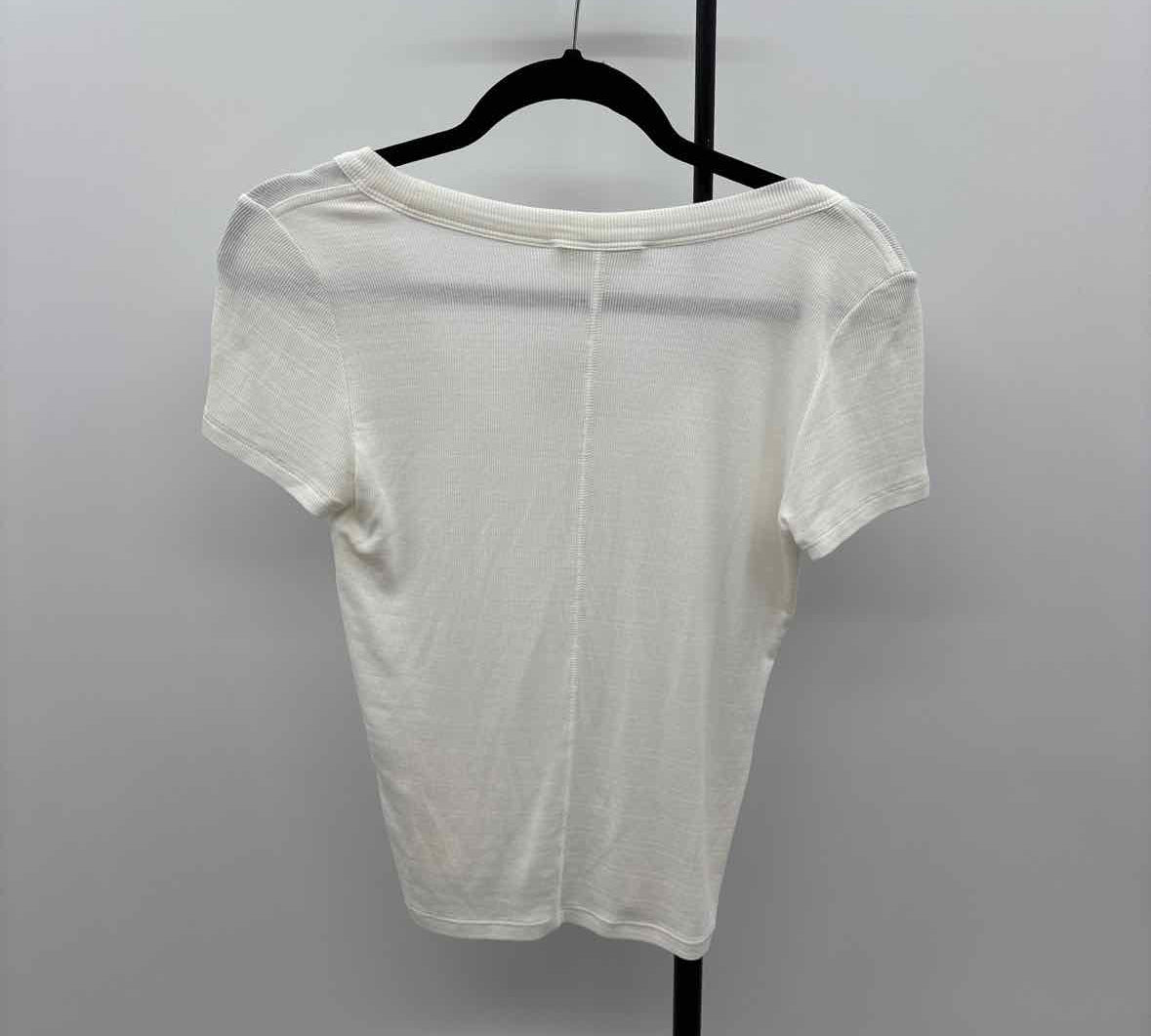 Frame Women's Size XS White Ribbed Short Sleeve Shirt