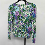 Talbots Women's Size MP Green Floral Cardigan